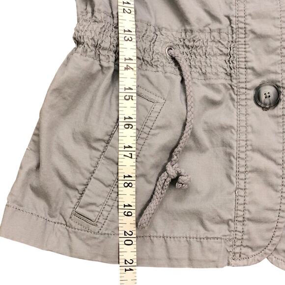 Ann Taylor Loft Gray Utility Cargo Jacket Multiple Pockets Adjustable Tie Waist - Picture 11 of 16